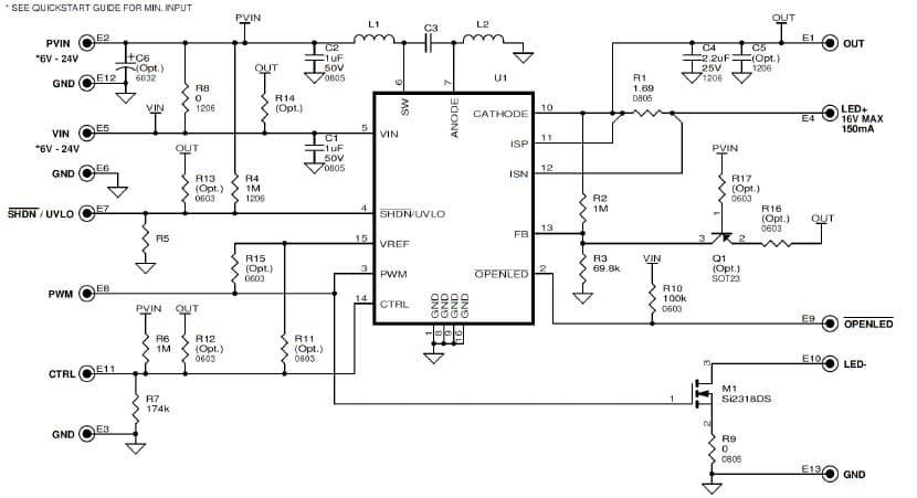 LT3519EMS-1 Demo Board, 1MHz switching frequency LED Driver with Integrated Schottky Diode