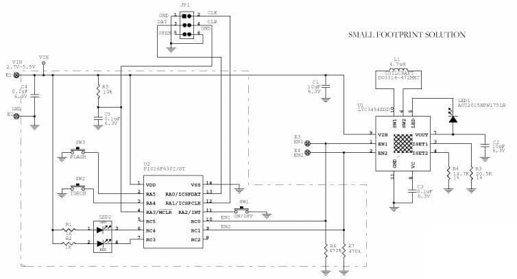 LTC3454EDD Demo Board, Synchronous Buck-Boost LumiLED Driver Small Footprint Solution