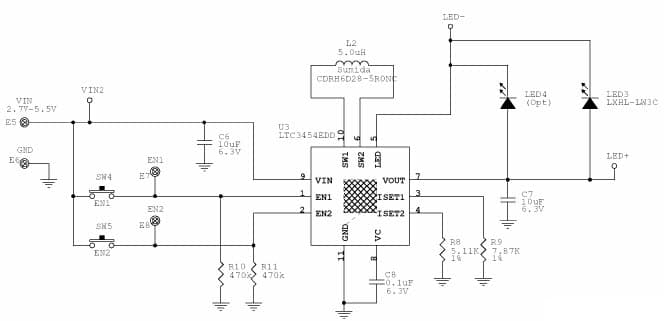 LTC3454EDD Demo Board, Synchronous Buck-Boost LumiLED Driver High Current Solution