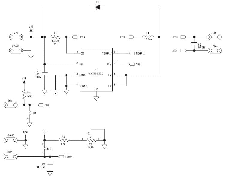 MAX16832CEVKIT+, Evaluation Kit for MAX16832 High Brightness LED Driver for Automotive Lighting