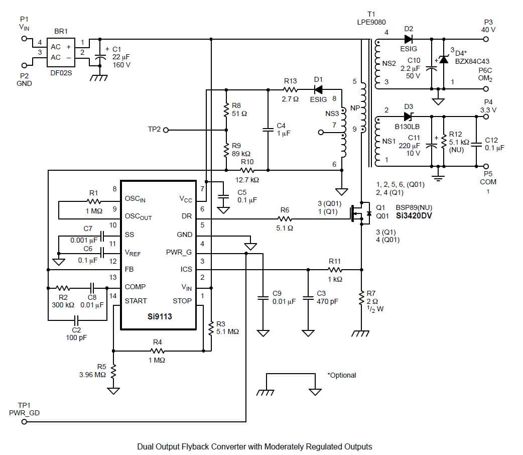 3.3V, 40V DC to DC Multi-Output Power Supply