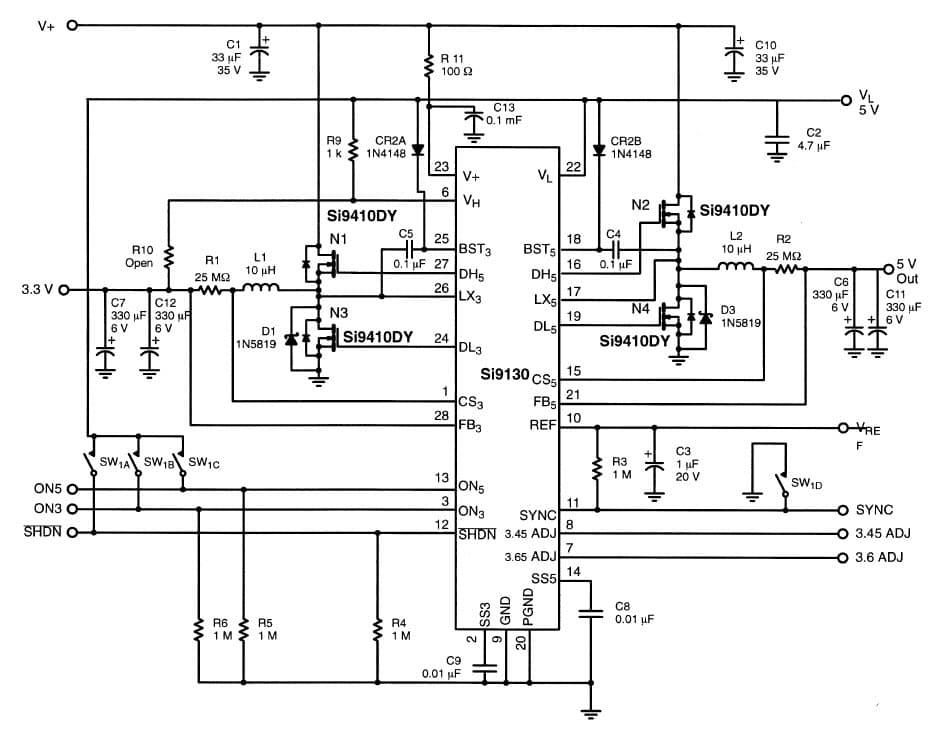 3.3V, 5V DC to DC Multi-Output Power Supply for Notebook