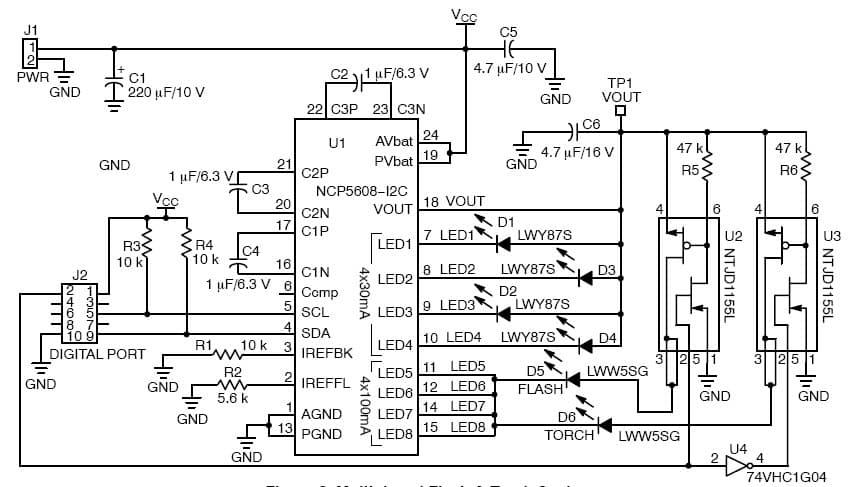 Implement Extra Functions with the NCP5608 LED Driver Evaluation Board