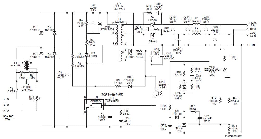 Universal Input, 35W Power Supply Using TOP258PN