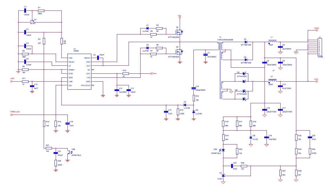 400W, -75V, 200V DC to DC Multi-Output Power Supply for ATX Power Supply