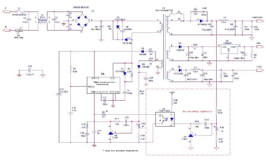 60W, 6.5V, 13V, 105V, 115V AC to DC Multi-Output Power Supply for TV Tuner