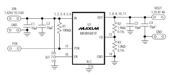 MAX8556EVKIT, Evaluation Kit for MAX8556 1.2V DC to DC Single Output Power Supply for Wired Networking