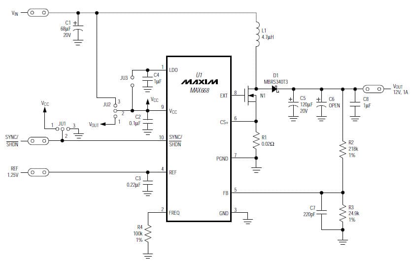 MAX668EVKIT, Evaluation Kit for MAX668 12V DC to DC Single Output Power Supply for Wired Networking