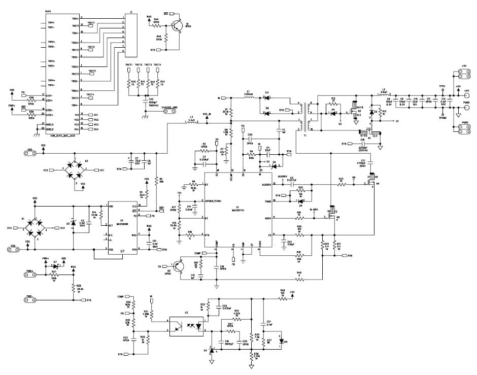 MAX5974CEVKIT#, Evaluation Kit based on MAX5974C Active-Clamped, Spread-Spectrum, Current Mode PWM Controller