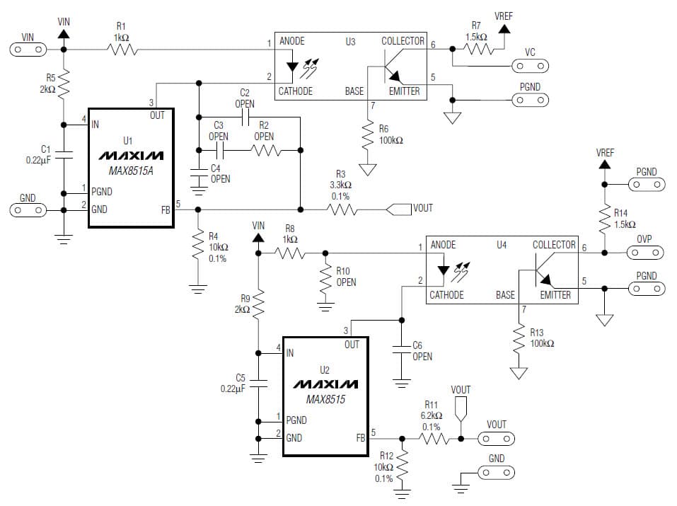 MAX8515EVKIT, Evaluation Kit for MAX8515 6 to 10V DC to DC Single Output Power Supply for Wired Networking