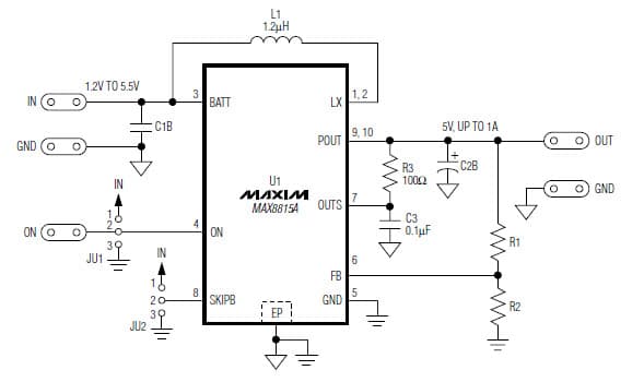 MAX8815AEVKIT+, Evaluation Kit for MAX8815A 3.3 to 5V DC to DC Single Output Power Supply for Portable