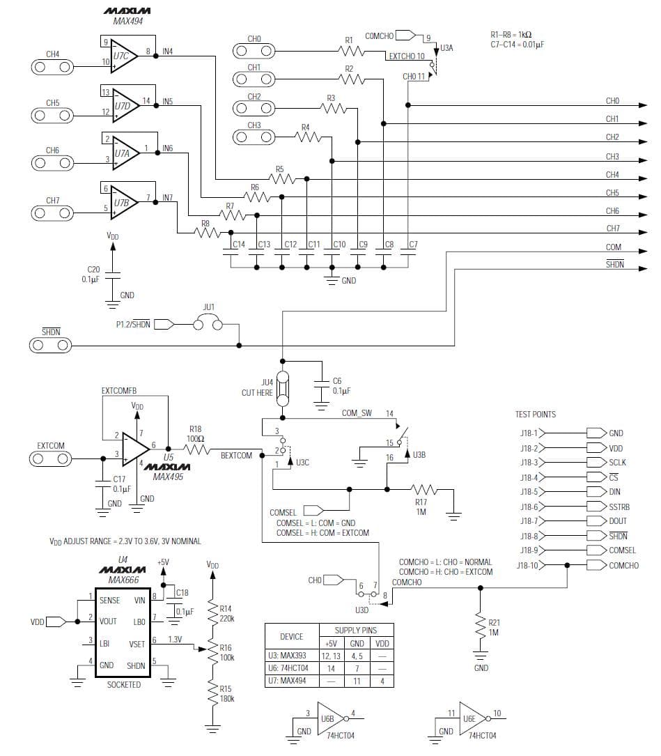 MAX147EVC32-DIP, Evaluation System for the MAX147, 12-Bit, 133-KSPS, 8-CH ADC for Data Acquisition System