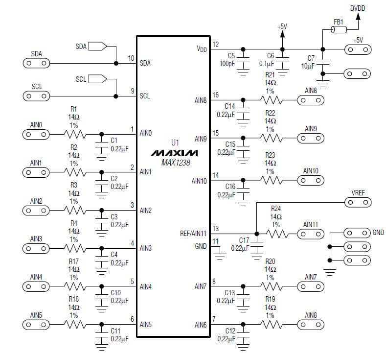 MAX1238EVKIT, Evaluation Kit for MAX1238 12-Bit, 94.4KSPS, 12CH ADC for Portable