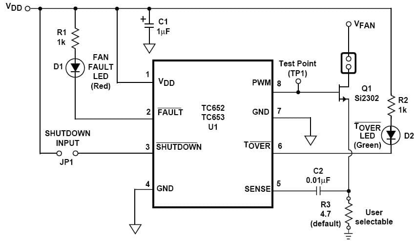 TC652DEMO, Fan Control Demo Board Using TC652 PWM Fan Motor Controller