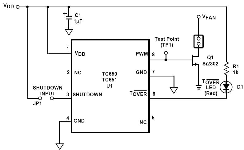 TC650DEMO, Fan Control Demo Board Using TC650 PWM Fan Motor Controller