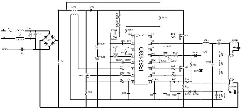 IRPLLNR5, Evaluation Board for 1-Lamp, 54W Electronic Ballast Lamp Driver for Lighting