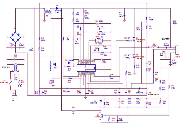 EVAL6585D-230V, Evaluation Board for 1-Lamp, 54W Electronic Ballast Lamp Driver for Lighting