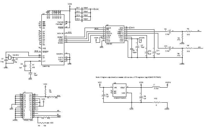 ATSAM2193-EK2, Evaluation Board for the ATSAM2193-EK2 demonstrates ATSAM2193 (Single Chip Synthesizer with Effect, Parallel Interface)