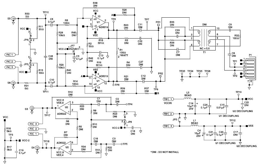 EVAL-AD8019EB, Evaluation Board for Ethernet Power Driver for xDSL Modem/DSLAM