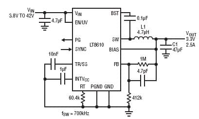 LT8610 12V to 3.3V Application Achieves High Efficiency