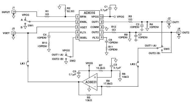 AD8316-EVAL, Evaluation Board for AD8316, 0.1GHz to 2.5GHz, 70dB Logarithmic Detector/Controller