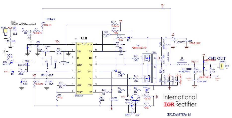 25 to 500W, 2-Channel, Class-D Audio Power Amplifier for AV Receiver