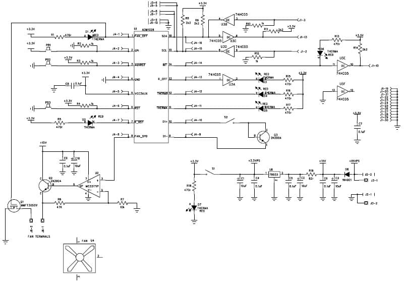 EVAL-ADM1028, Evaluation Board for ADM1028 PC Temperature Monitor and Fan Control ASIC