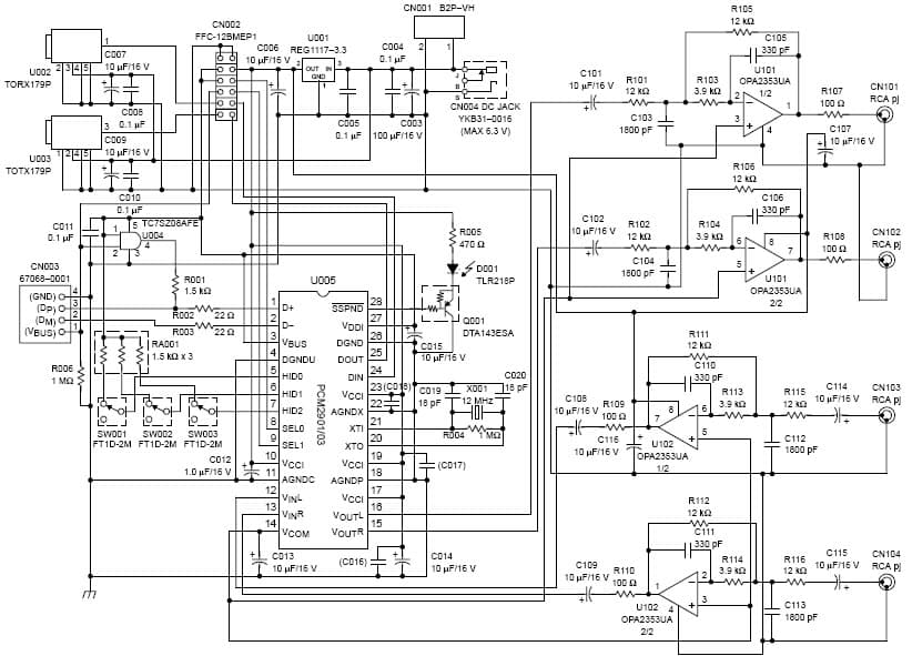 DEM-PCM2901, Evaluation Board for the PCM2901 USB interface codec without an S/PDIF interface