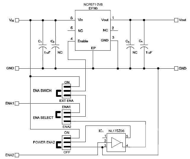 NCP571MN08TBGEVB, Evaluation Board for the NCP571, 0.8V DC to DC Single Output Power Supply for Portable