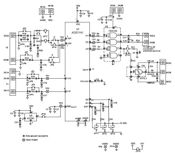 EVAL-ADE7757EB, Evaluation Board for the ADE7757 Energy Metering IC