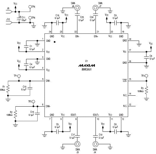 MAX3801EVKIT, Evaluation Kit for the MAX3801 adaptive equalizer