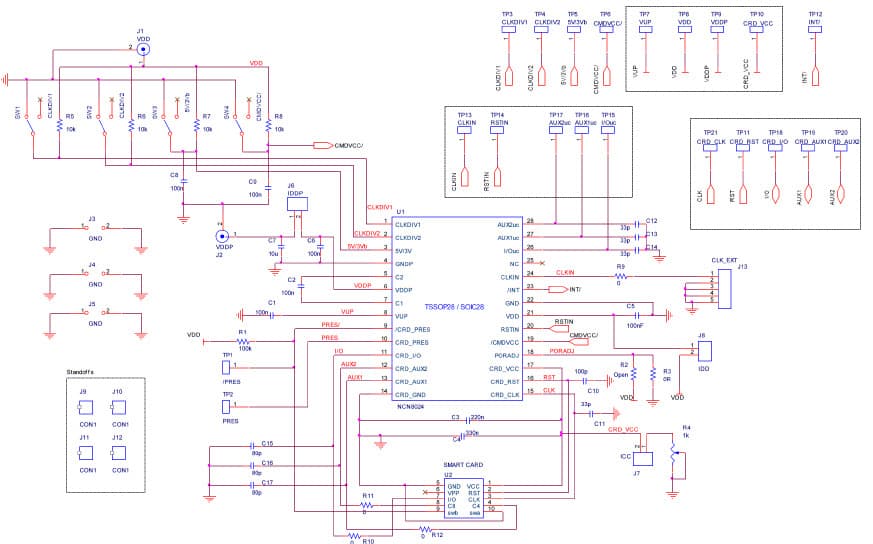 NCN8024GEVB, Evaluation Board based on NCN8024 Smart card interface device in SOIC-28/TSSOP-28