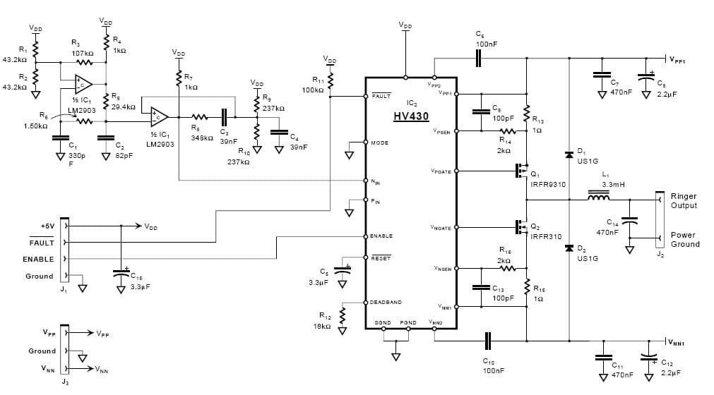 HV430DB3, 20 REN Ring Generator Demo Board based on HV430