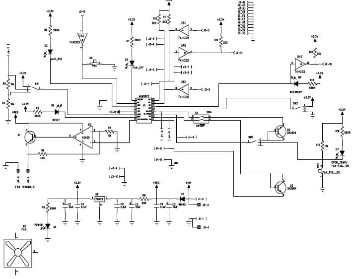 EVAL-ADM1022, ADM1022 Evaluation Board allows ADM1022 Microprocessor system hardware monitor IC