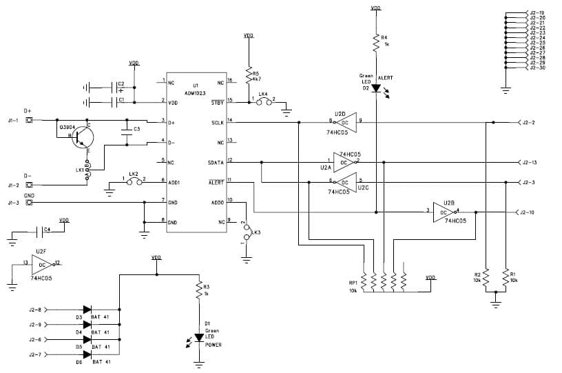 EVAL-ADM1023, Evaluation Board for EVAL-ADM1023, ADM1023 is a hardware temperature monitor Evaluation Board