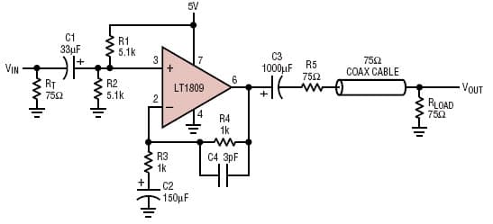 5V Analog Amplification for Video RGB Line Driver