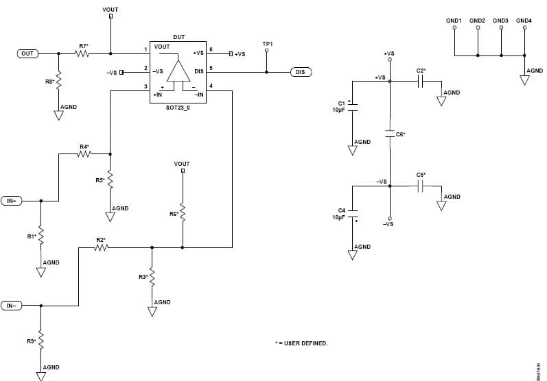 AD8048AR-EBZ, Evaluation Board for AD8048AR High Speed Op-Amps Offered in 6-Lead SOT-23 Packages