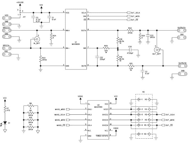 MAX9939EVKIT+, Evaluation Kit for MAX9939 2.9 to 5.5V Analog Amplification for Medical