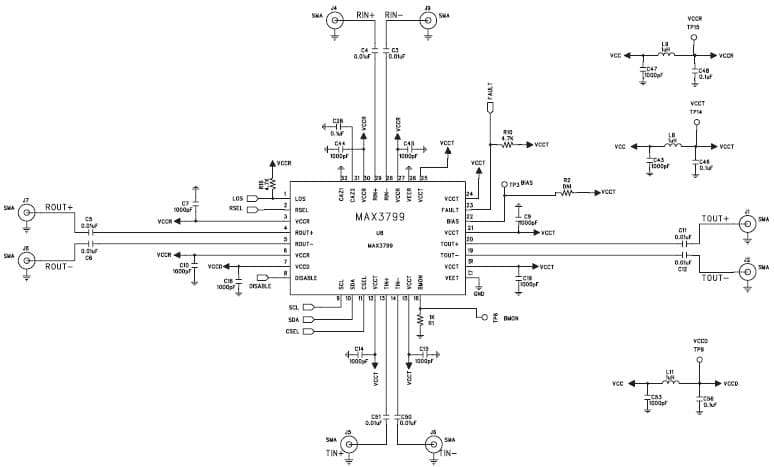 MAX3799EVKIT, Evaluation Kit for MAX3799 3.3V Analog Amplification