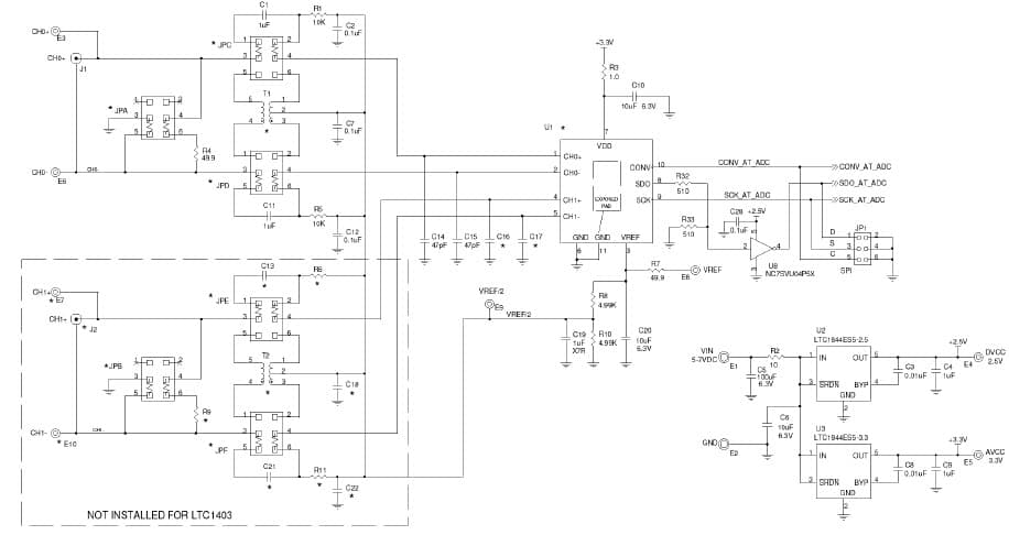 DC1082A-D, LTC1403A Demo Board, 14-bit 1CH 2.8 Msps SAR ADC