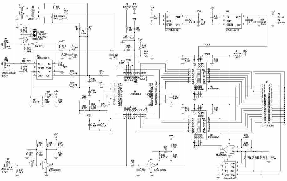 LTC2246H Demo Board, 14-bit, 25Msps H-grade ADC in 7x7 LQFP-48