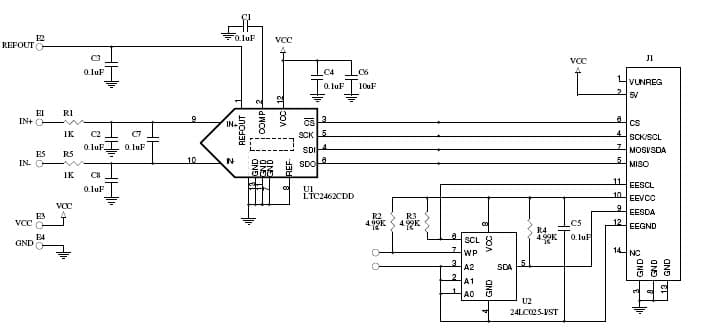 DC1492A, Demo Board for LTC2462, 16-bit SPI Differential Delta Sigma ADC with 10ppm max Internal Reference