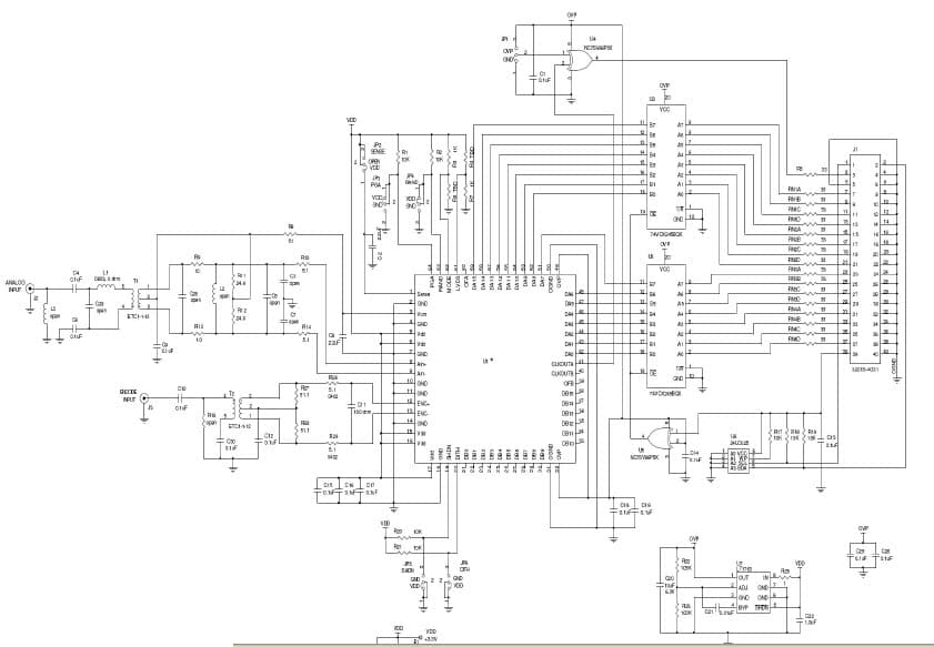 LTC2208IUP-14 Demo Board, CMOS OUT, 130Msps, 14-Bit ADC, Ain > 140MHz