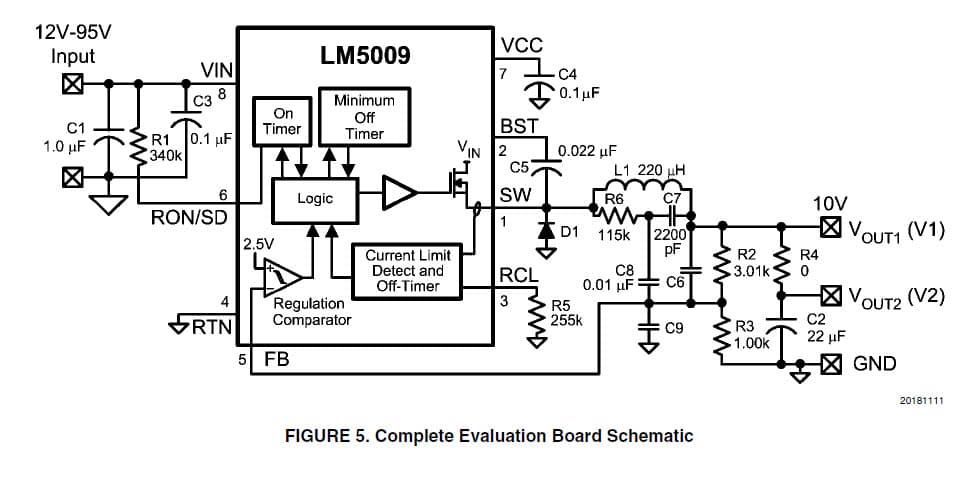 LM5009EVAL/NOPB, Evaluation Board for LM5009, 10V DC to DC Single Output Power Supply for Automotive