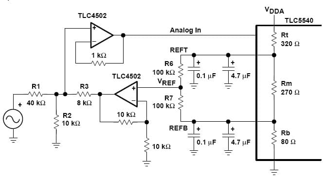 Using TLC5540, 8-Bit, 40Msps Analog to Digital Converter With Single Supply