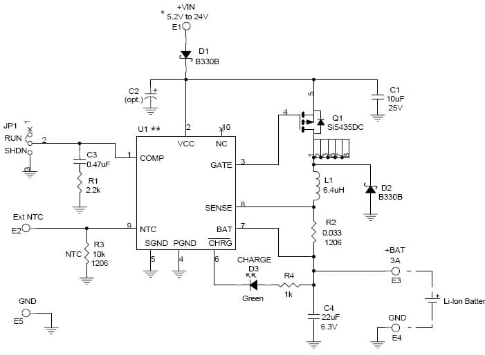 LTC4002EDD-4.2 Demo Board, Li-Ion Battery Charger with Charge Termination, +VIN = 5.2V to 24V, 3A Charge Current