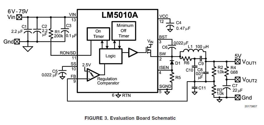 LM5010 EVAL, Evaluation Board using LM5010 provides design engineer with a fully functional buck regulator