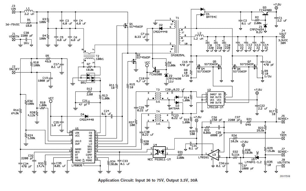 500W, 3.3V DC to DC Single Output Power Supply