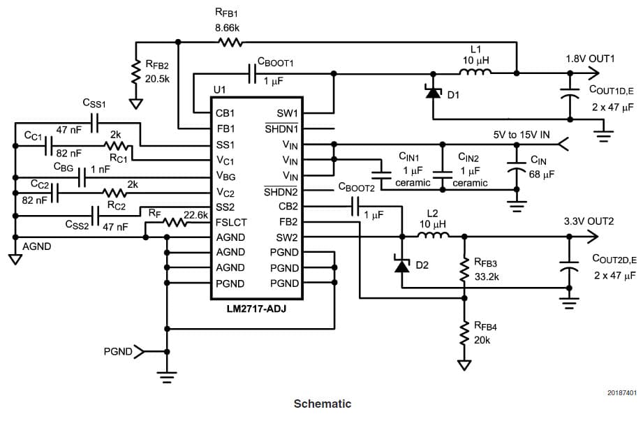 LM2717MT-ADJEV, Evaluation Board for the 1.8V, 3.3V DC to DC Multi-Output Power Supply for Portable