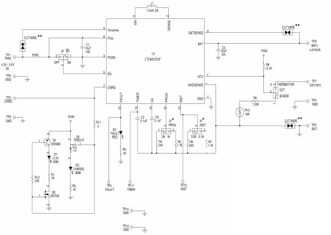 LTC4001 Demo Board, Single Li-ion cell/battery charge controller with built in charge termination